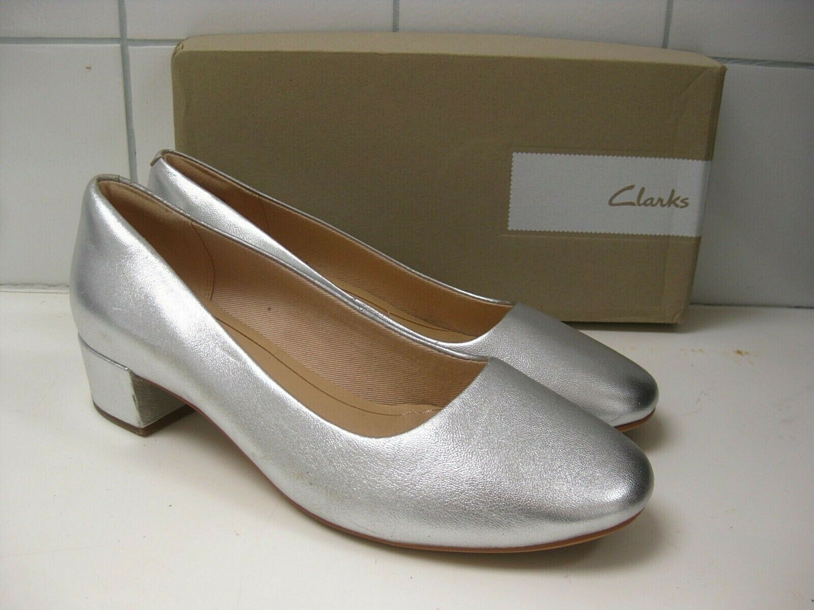 clarks silver court shoes
