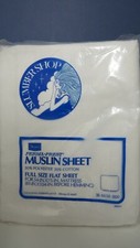Sears Perma Prest Muslin Sheet Full Size Flat White 50% Poly/ 50% Cotton New NOS