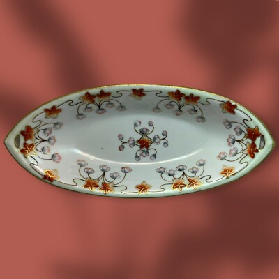 Vintage Antique Nippon Celery or Bread Dish, Hand Painted 13  Long 110