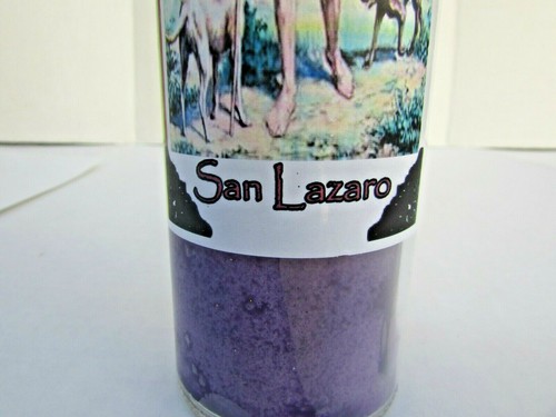 San Lazaro Veladora Preparada Morada / St Lazarus Fixed Candle Purple - Picture 4 of 11