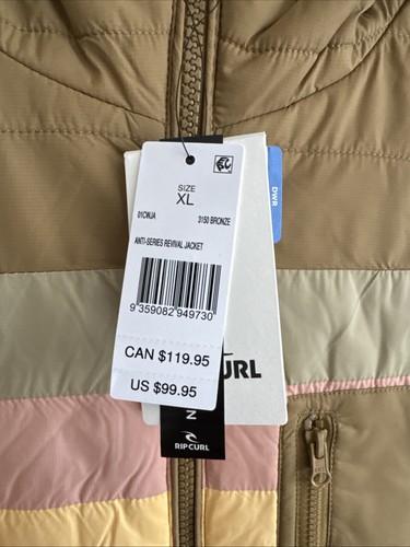 Rip Curl Womens XL Anti-Series Revival Zip Jacket 3150 Bronze Cold Rain Wind New - Picture 4 of 15