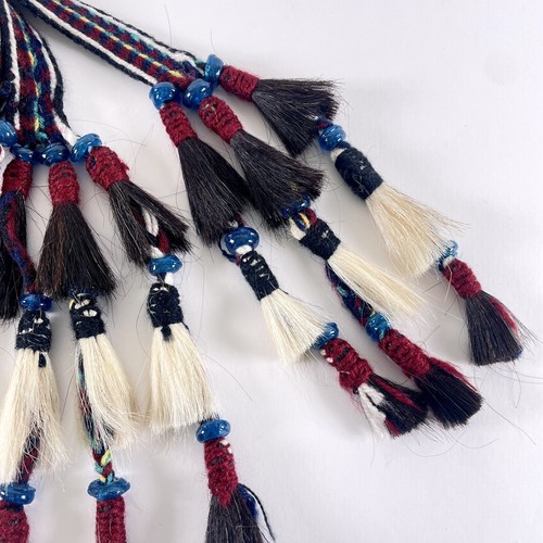 Vintage Turkoman Turkmen Tent Band Folk Belt Horse Hair 88" Tribal Tassel Beads - Picture 3 of 7