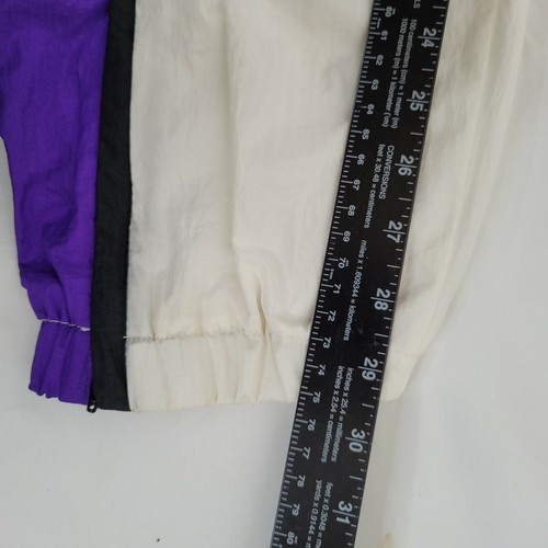 Vintage Windbreaker Pants Womens Size Medium White Purple Floral Striped Warm Up - Picture 11 of 11