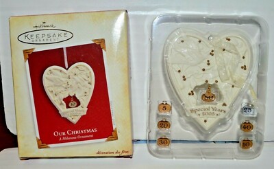 Hallmark Keepsake Our Christmas Porcelain Heart With (7) Milestone Year Tags NIB