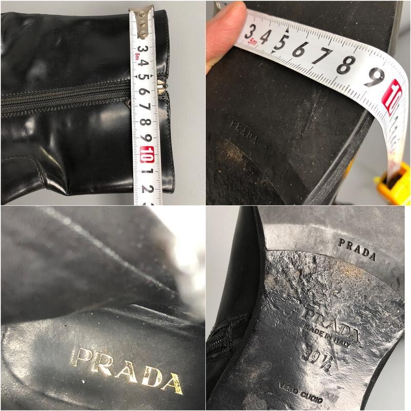 PRADA Womens Black Perforated Patent Leather Ankle Boots Zip PRADA Womens Black Perforated Patent Leather Ankle Boots Zip
