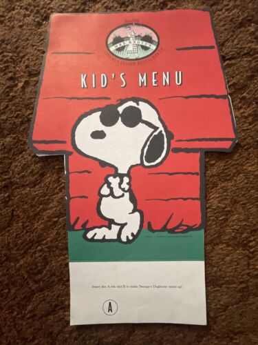 Knott’s Berry Farm Restaurant Snoopy Kindermenü 1990er unbenutzt Farbe Snoopy Art