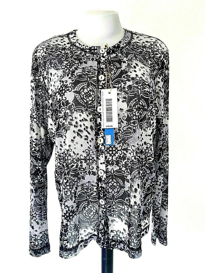 LAURA ASHLEY Womans Black & White L/S BLOUSE TOP Stretch - L - UK16 - EU44 - Image 4 of 4