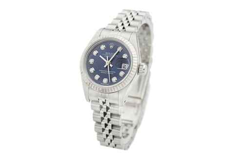 Rolex Damen Datejust 69174 18K Gold & Ss Blau Diamant Zifferblatt Uhr Mit / Band - Bild 6 von 7