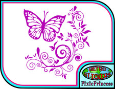 Butterfly Flower C Vinyl Sticker Vehicle Car Van Poster Wall Art Window Bumper