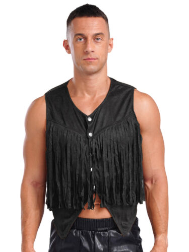 Chaleco para Hombres Chaqueta con Flecos Dobladillo Irregular Chaleco Borla Prendas Exteriores De Colección Tanque - Imagen 15 de 75