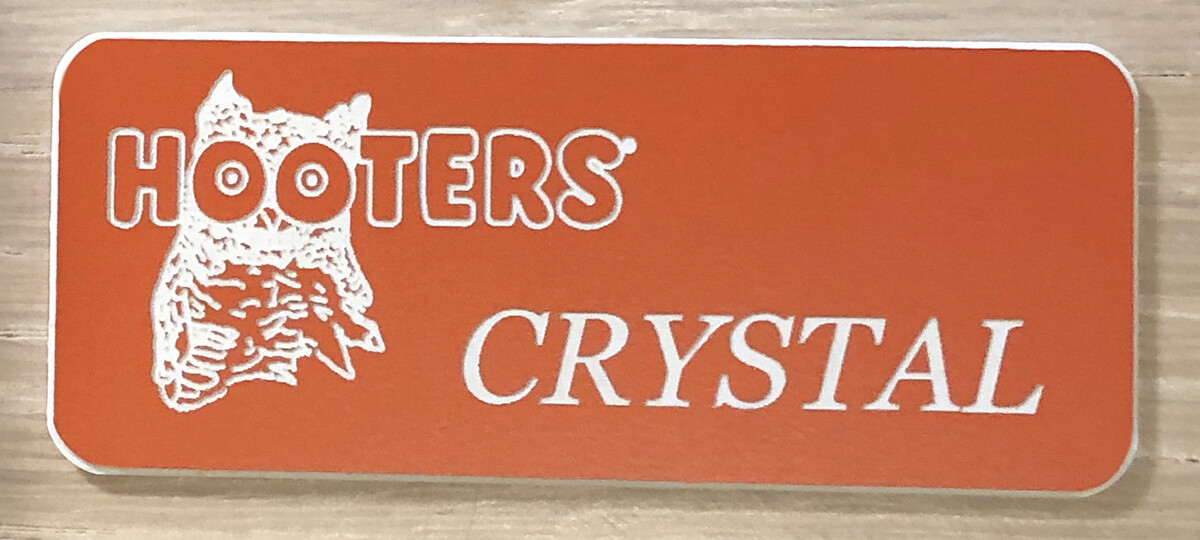 NEW~HOOTERS Girl Uniform Collectible Fun Pin Badge Orange