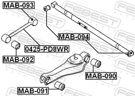 2x ✅Fits FEBEST MAB-093 REAR LONGITUDINAL BAR SILENT BLOCK (HYMITSUB ⭐UK Seller⭐