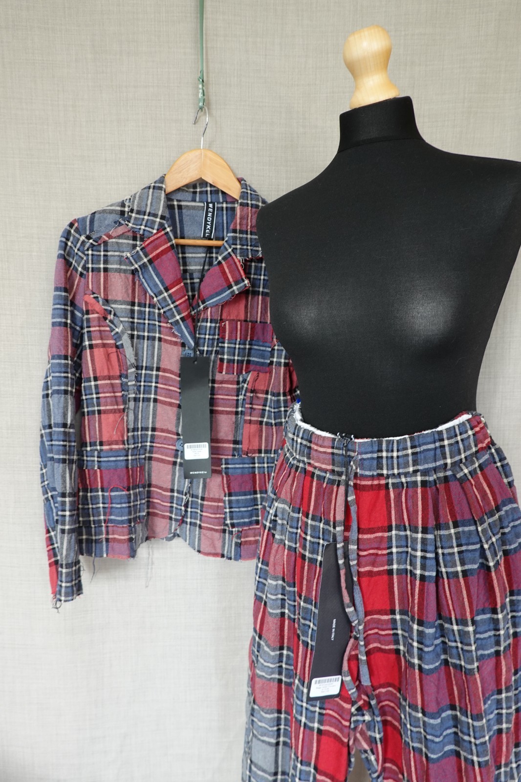 NWT WENDY KEI Cotton Checked TARTAN TROUSERS SUIR - uk 8 rrp £205 image 4