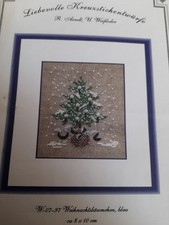 LKE Kariertes Weihnachtsbäumchen Blau Stickv...