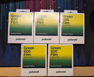 QTY 5 Sealed Polaroid Green 600 Film Reclaimed Series for 600 & I-Type Cameras