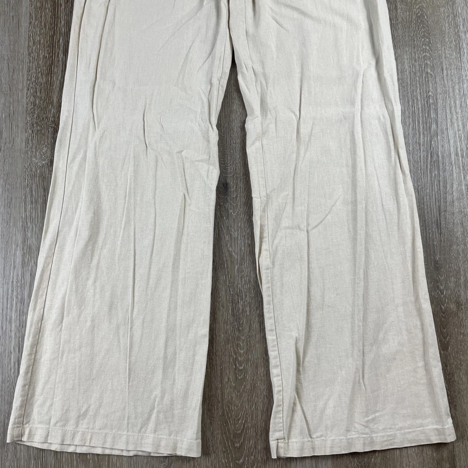 Love Tree Ultra Wide Leg Linen Pants Women's Medium Stretch Waist High Rise Boho - Image 3 of 4