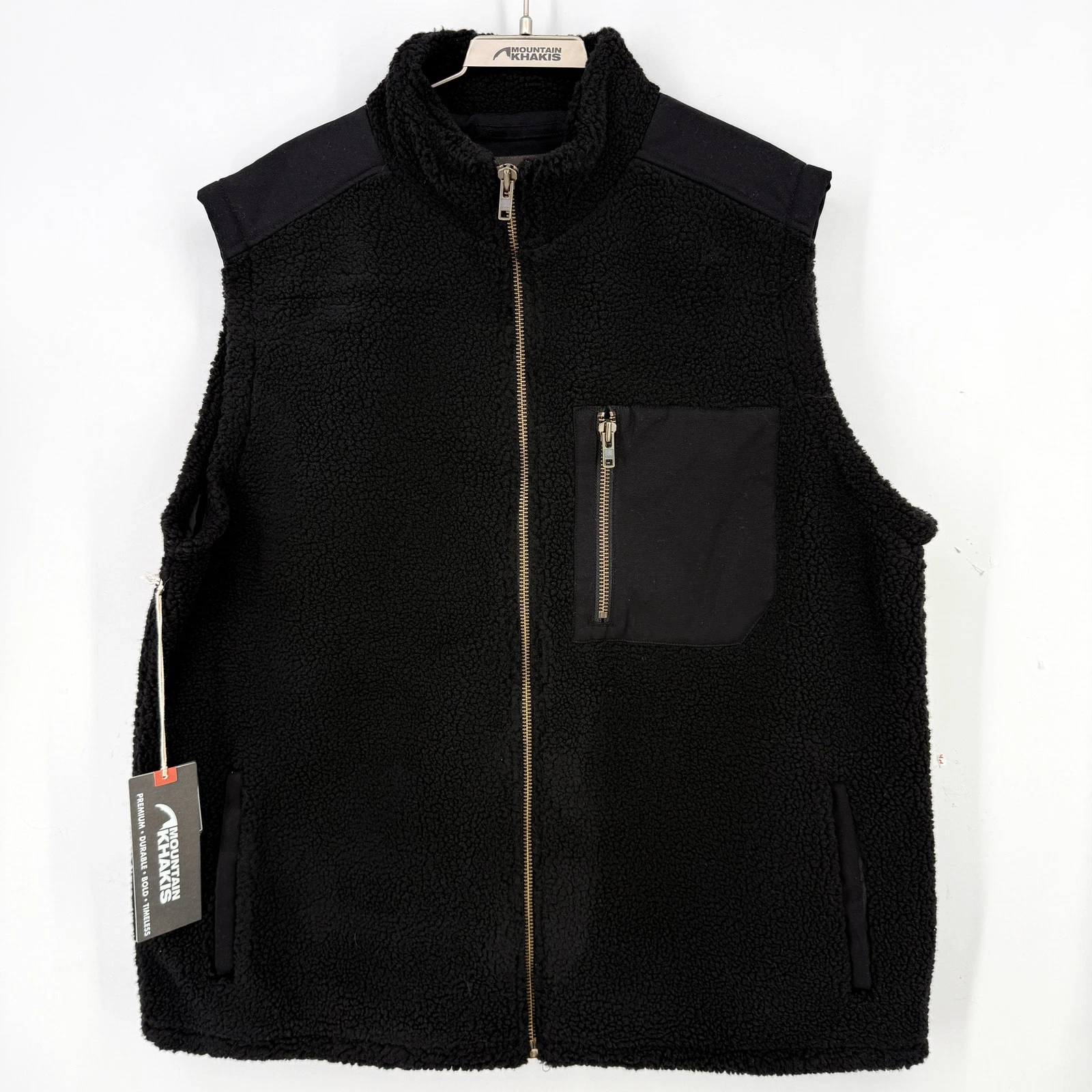 Mountain Khakis Black Sherpa Vest Mens Sz Small Zip Close Pocket Workwear