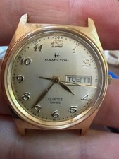 Vintage Hamilton 9956 Swiss Quartz Day-Date Gold Tone 34mm