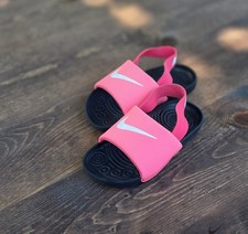Nike Kawa Slides Toddler Baby Girl 9c Pink Black Logo Swoosh BV1094 610