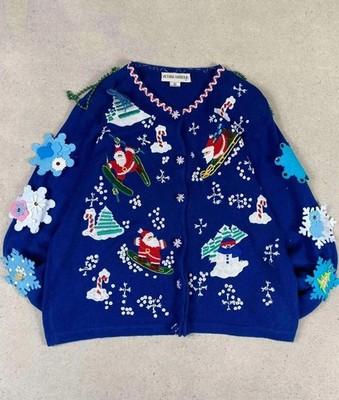 Victoria Harbour Vintage Pullover Strickjacke Sweat 1980er Embroided Baumwolle und R