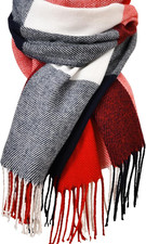 Clothirily Womens Winter Scarf, Fashion Cashmere Feel Plaid Red Blue Lattice