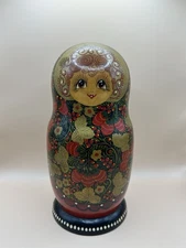 Vintage Large Russian Nesting Dolls Made In Sergiev Posad Set of 10