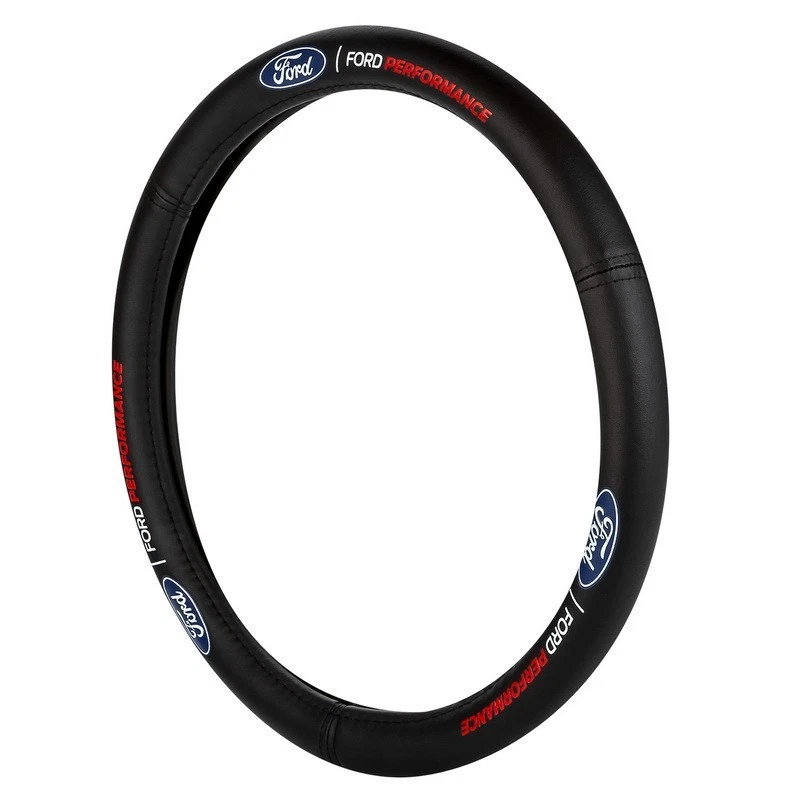 Black Car Steering Wheel Cover (fit Ford) Leather 15" - Image 4 of 4