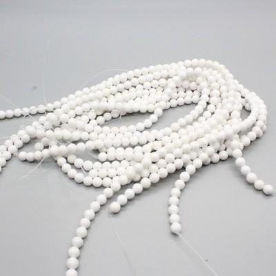 White Mashan Jade Beads 8mm Round Dyed Gemstone 15in Strand