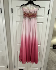 Women s S Pink Ombre Strapless Sweetheart Long Formal Gown Beaded Sequin