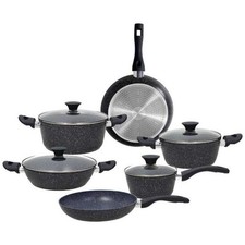 Set 10 Pezzi Batteria di Pentole Black Gemstone Antiaderente Tognana