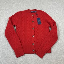 NWT Polo Ralph Lauren Sz S Cable-Knit Wool Cashmere Cardigan Jumper Sweater