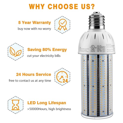 LED Corn Light Bulbs 60W 480V E39 Base For Warehouse Workshop 5000K Daylight - Picture 9 of 10