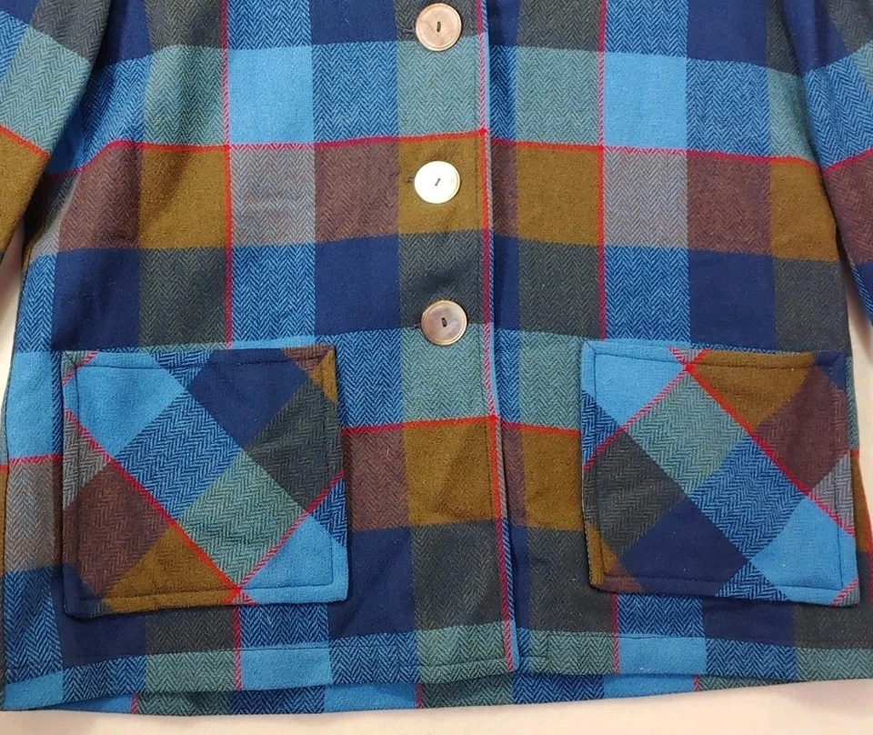 Chaqueta Blazer Pendleton Vintage Lana Virgen 49er Años 50-60 Mujer Azul Medio Foto 3 de 4