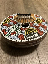 Kalimba Thumb Piano 17 Keys Coconut souvenir Hawaii hand painted