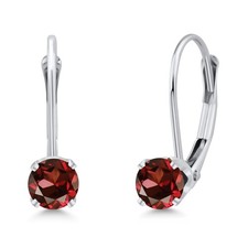 14K White Gold Red Zirconia Earrings for Women  0.34 Cttw  Gemstone