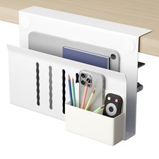 Desk Side Storage Under Desk Laptop Holder, No Drill Hanging Desk Organizer w...