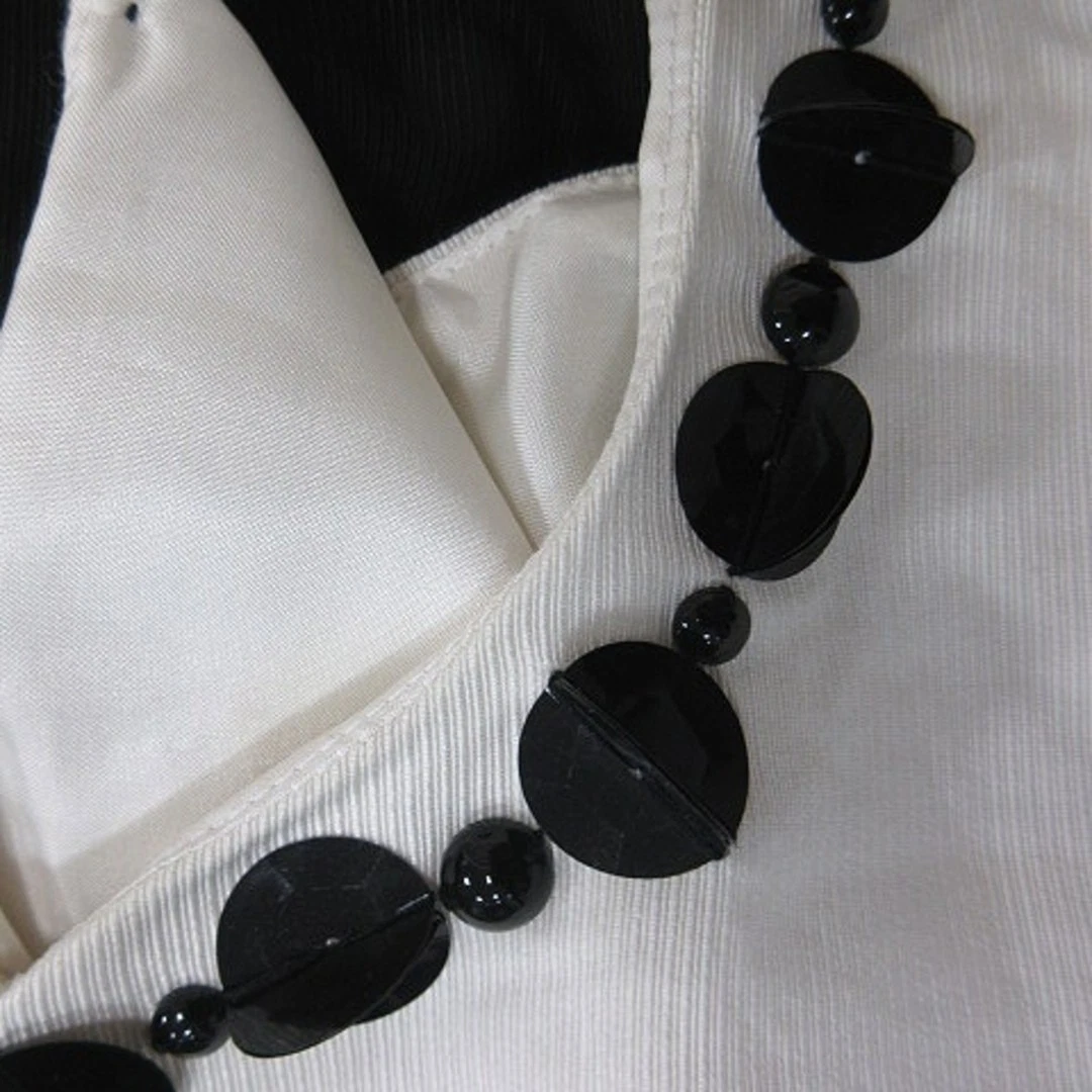 Paillettes senza maniche Kate Spade pezzo unico lunghezza ginocchio 2 M bianco nero YI (taglia usata