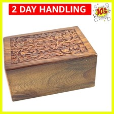 Polished Floral Wooden Cremation Urn - Memorial Keepsake for Loved Ones