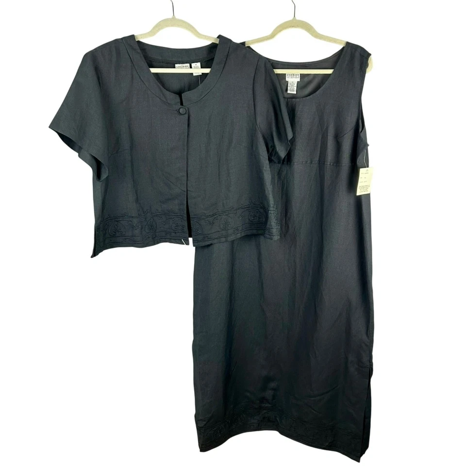 NUEVO Vestido Chaqueta Sherry Taylor 2 Piezas Vintage Años 90 Mujer Plus 1X Negro Lagenlook Foto 2 de 4