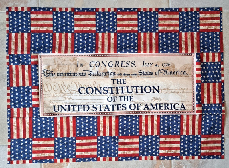 Unfinished Quilt Top - "Constitution of USA" ~ 21" x 29.5" ~ Please Read
