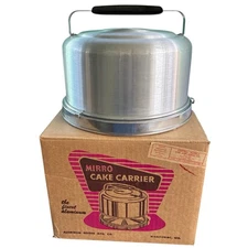 Vintage Mirro Cake Carrier Aluminum Goods Manitowoc Wis With Box