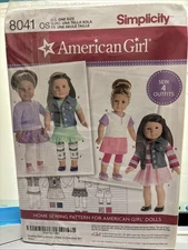 18" Doll Clothing American Girl Simplicity Sewing Craft Pattern S0173 8041 Uncut