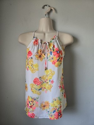 Style Loft Floral Halter Top Womens Size S NWOT White Pink Yellow Blue