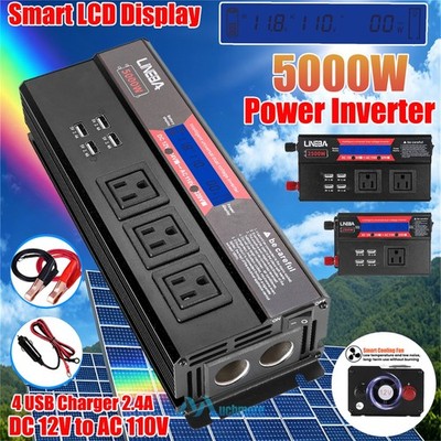 5000W Car Power Inverter DC 12V-AC 110V 120V Modified Sine Wave Solar Converter