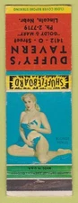 Matchbook Cover - Duffy's Tavern Lincoln NE pinup shuffleboard WORN