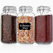 Liuruiyu 78oz Glass Food Storage Jars with Airtight Clamp Lids, 3 Pack Wide Mout