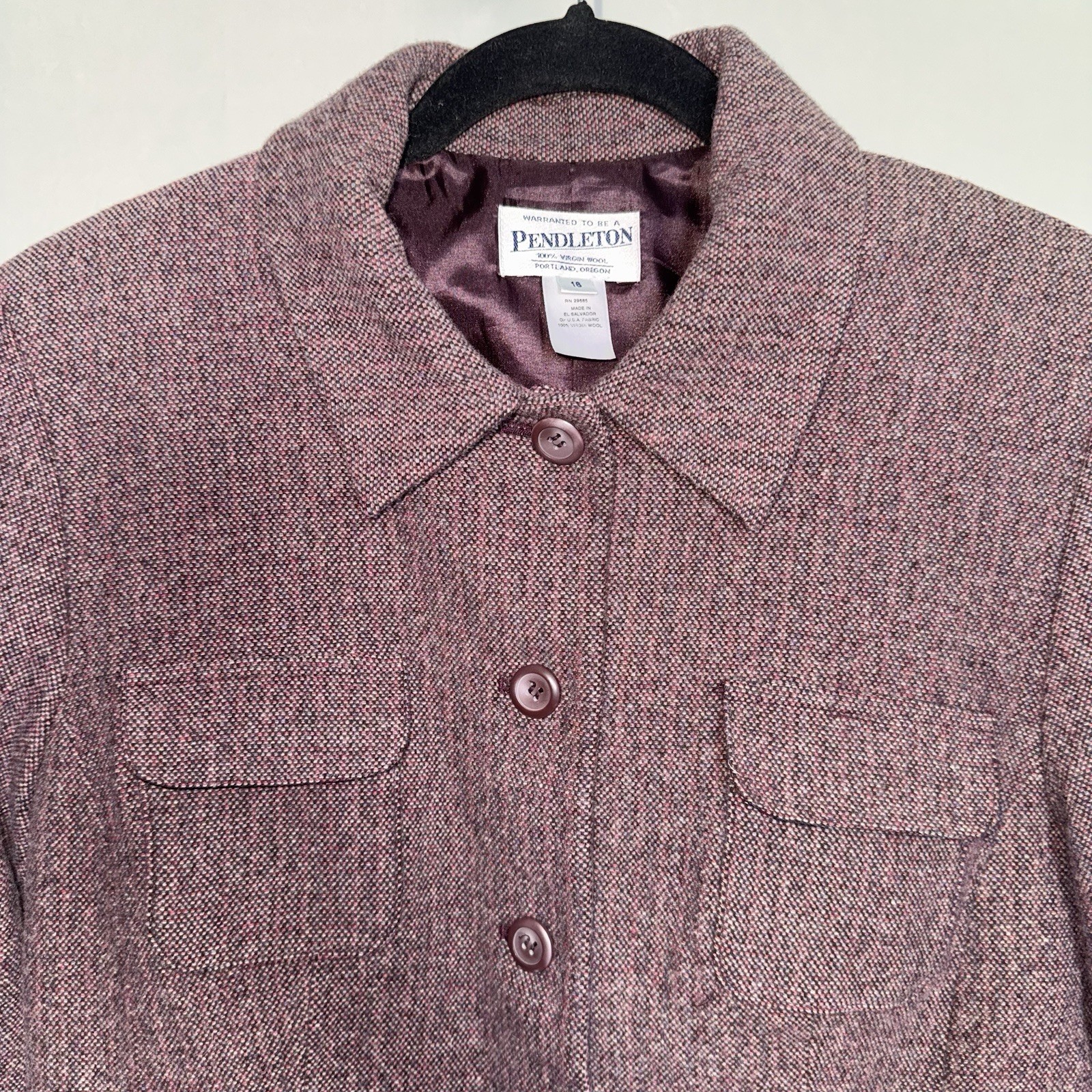 Pendleton Purple Herringbone Button Collared Pock… - image 2