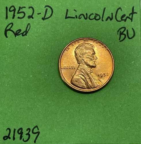 1952 D Lincoln Wheat Cent / Penny 1c BU Brilliant Uncirculated Mint State Coin