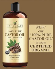 Premium Organic Castor Oil 100 Pure and Hexane-Free Cold-Pressed Beauty 16 fl.