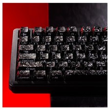 XVX Black Keycaps Forged Carbon-Look Cherry Profile Set 119-Key ANSI Layout